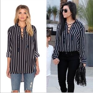 Faithful the Brand Striped Hi-Lo Oversized Blouse